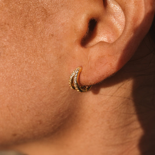 עגילי יעל כסף 925 בציפוי זהב - verde jewellry | ורדה תכשיטים