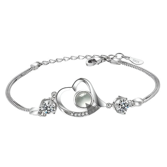 צמיד לב משובץ זירקונים כסף 925 עם תמונה מוצפנת - verde jewellry | ורדה תכשיטים