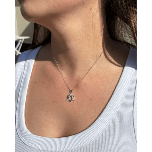 מתנה לאמא שלי - שרשרת מגן דוד משובצת כסף 925 - verde jewellry | ורדה תכשיטים