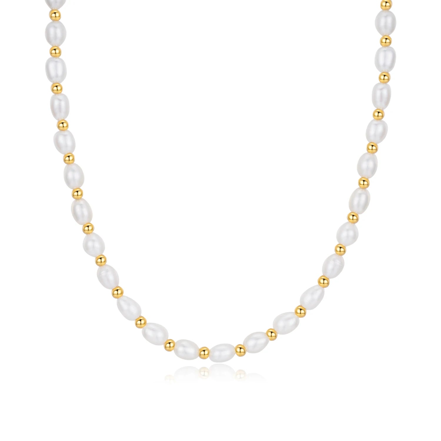 שרשרת פנינים רותם כסף 925 בציפוי זהב - verde jewellry | ורדה תכשיטים