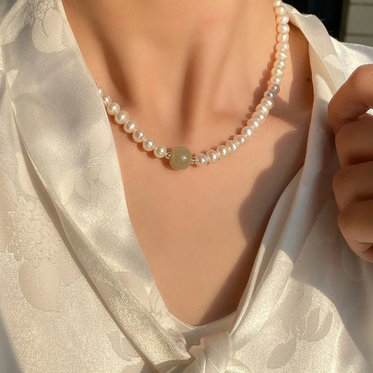 שרשרת ג'ניפר פנינים ציפוי זהב - verde jewellry | ורדה תכשיטים