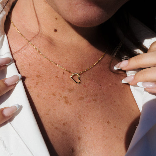 שרשרת לב כסף 925 בציפוי זהב - verde jewellry | ורדה תכשיטים