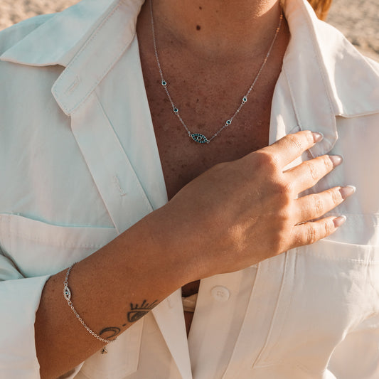 שרשרת עין כסף 925 - verde-jewellry