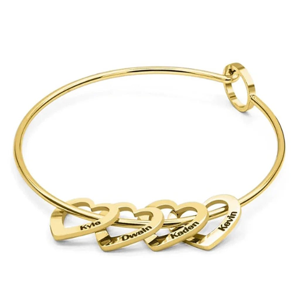 צמיד לבבות עם חריטה אישית לאמא - verde jewellry | ורדה תכשיטים