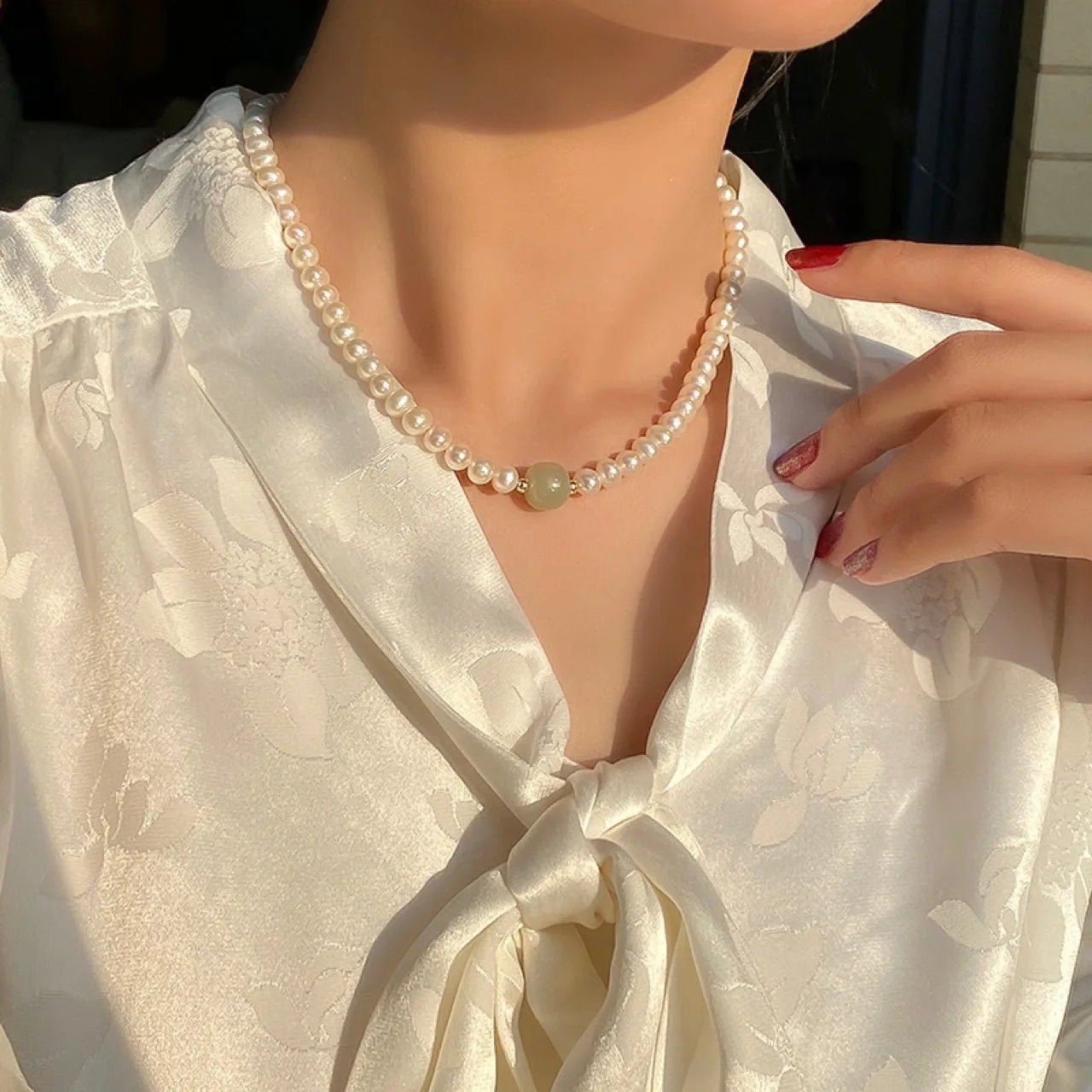 שרשרת ג'ניפר פנינים ציפוי זהב - verde jewellry | ורדה תכשיטים