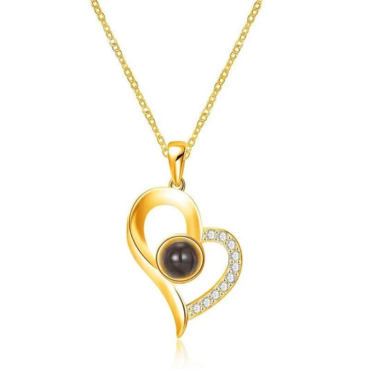 שרשרת לב משובצת עם תמונה מוצפנת - verde jewellry | ורדה תכשיטים