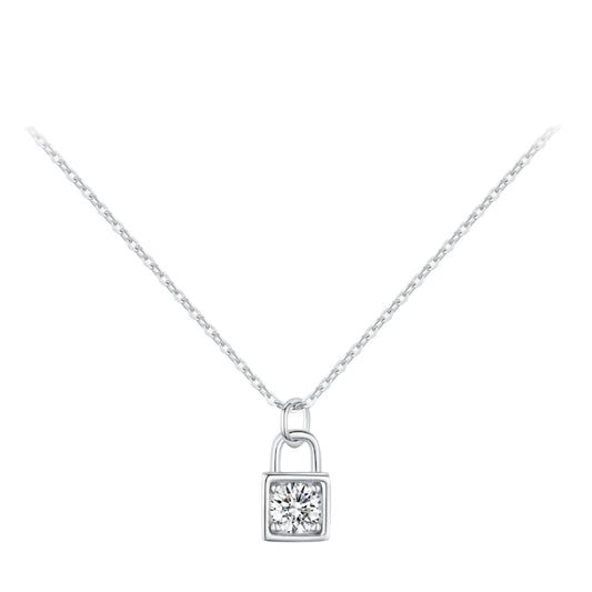 שרשרת מנעול כסף 925 משובצת מואיסנייט - verde jewellry | ורדה תכשיטים