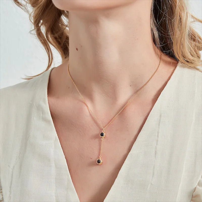 שרשרת נופלת עם תמונה מוצפנת כפולה - verde jewellry | ורדה תכשיטים